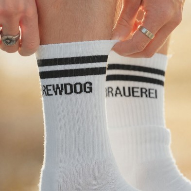 BrewDog Brauerei white socks with black stripes